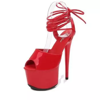 Летние сандалии для женщин, пикантные туфли на высоком каблуке, на тонком каблуке, с толстой подошвой, для танцев на пилоне, каблук 17 см, платформа 7 см, LFD 34 белый