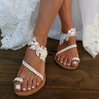 Летние сандалии для женщин, пляжные тапочки без шнуровки с открытым носком, женская обувь на плоской подошве без шнуровки 36 белый