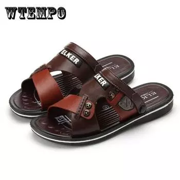 Летние сандалии и тапочки, мужские сандалии для верхней одежды, индивидуальные нескользящие пляжные сандалии для отдыха, мужские большие размеры 40 чёрный