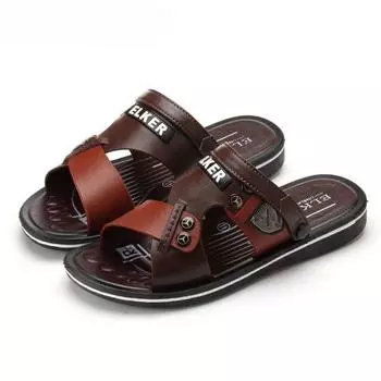 Летние сандалии и тапочки, мужские сандалии для верхней одежды, индивидуальные нескользящие пляжные сандалии для отдыха, мужские большие размеры 40 чёрный