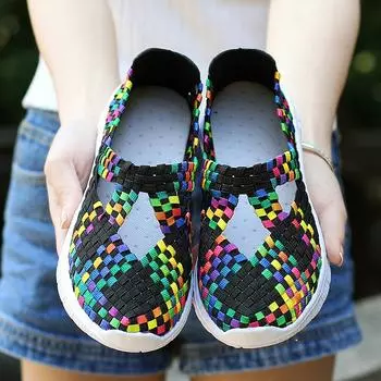 Летние сандалии Мэри Джейн, женские сандалии ручной работы с косой, женские плетеные туфли на плоской подошве 35 красный