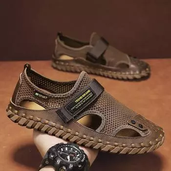 Летние сандалии, мужская оригинальная обувь, дышащие повседневные шлепанцы, мужские новые тапочки 39