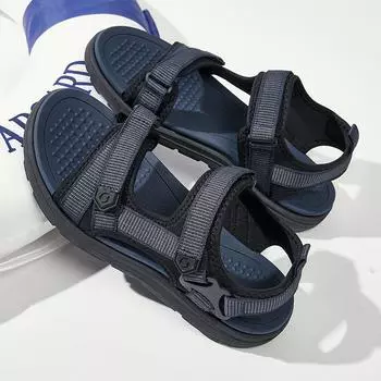 Летние сандалии мужские модные дикие мужские пляжные туфли с мягкой подошвой для отдыха на открытом воздухе для спорта износостойкие 40 чёрный
