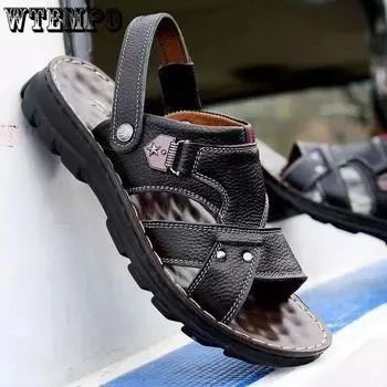 Летние сандалии мужские, мягкие, нескользящие тапочки, мужские повседневные пляжные тапочки 38 чёрный