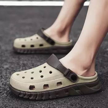 Летние сандалии, мужские сандалии с лезвиями, сабо, быстросохнущие повседневные домашние тапочки, обувь с дырочками, садовая обувь, пляжные сандалии, шлепанцы, тапочки для ванной комнаты 40 чёрный/белый