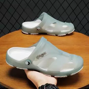 Летние сандалии, мужские тапочки, уличная пляжная повседневная обувь, Zapatos De Hombre, домашняя прочная нескользящая обувь с открытым носком, новинка 40 чёрный