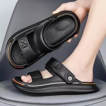 Летние сандалии Обувь для мужчин Сандалии Повседневная Lightwheit Мягкая мужская обувь Aqua Beach Shoes Кроссовки женские 44-45 чёрный