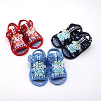 Летние сандалии с мультяшными животными для новорожденных мальчиков и девочек S красный