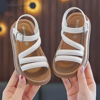 Летние сандалии с открытым носком для девочек: Стильный дизайн корейской принцессы 21 белый