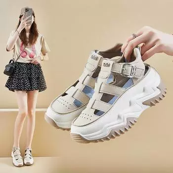 Летние сандалии с открытым носком, женские 2024, сандалии на платформе с толстой подошвой, женские однотонные нескользящие пляжные туфли на мягкой подошве 35 белый