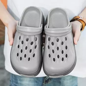 Летние сандалии-сабо мужские повседневные тапочки для сада сабо водонепроницаемая обувь классические сандалии-сабо для кормления 2024 40 серый