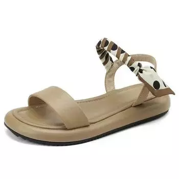 Летние сандалии SyfIyno для улицы, женские, новая линия, пляжная толстая подошва, римские туфли, женские сандалии на плоской подошве с эластичной резинкой и пряжкой 35 бежевый