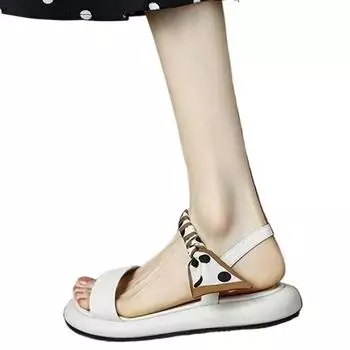 Летние сандалии SyfIyno для улицы, женские, новая линия, пляжная толстая подошва, римские туфли, женские сандалии на плоской подошве с эластичной резинкой и пряжкой 35 бежевый