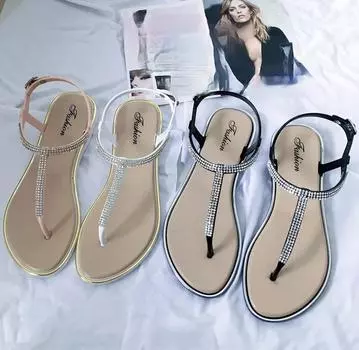 Летние сандалии в Риме со стразами, пляжная обувь, модные повседневные уличные сандалии женские 36