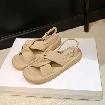 Летние сандалии в стиле феи, ультралегкие, с мягкой подошвой, универсальные пляжные туфли с открытым носком, римские женские туфли для отдыха на природе 35 абрикосовый