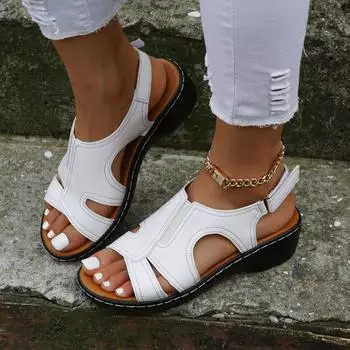 Летние сандалии женские, сандалии с полой толстой подошвой, повседневные сандалии большого размера с открытым носком, женские 35 белый