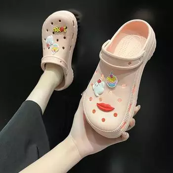 Летние сандалии женские туфли-сабо удобные дырчатые туфли женские сандалии из ЭВА легкие повседневные пляжные тапочки для отдыха на открытом воздухе обувь для медсестер 35 чёрный