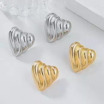 Летние серьги из сплава в форме любви с волнистой текстурой - Европейские и американские ювелирные изделия золотой