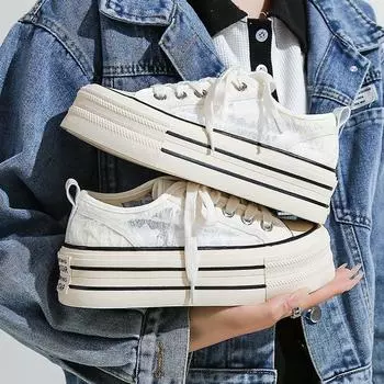 Летние сетчатые белые туфли женские на толстой подошве тонкие парусиновые туфли для студентов дышащие повседневные туфли Tide Ins для сёрфинга 35 розовый