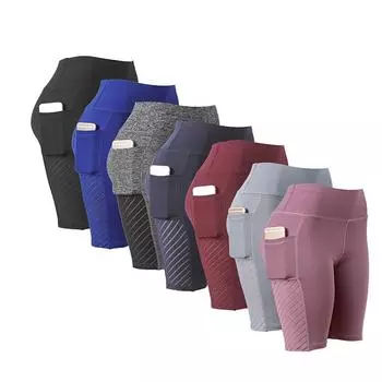 Летние сетчатые брюки с пятью точками, карманы для йоги, эластичные леггинсы с высокой талией, женские леггинсы с подъемом бедер