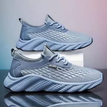 Летние сетчатые дышащие кроссовки 2024 года, легкие и пустые кроссовки для бега с плетением Fly, пустые и дышащие кроссовки для путешествий 39 чёрный