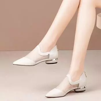 Летние сетчатые дышащие сандалии на низком каблуке, женские кожаные модельные туфли, повседневная модная обувь без шнуровки для женщин, сандалии Zaptos Mujer 35