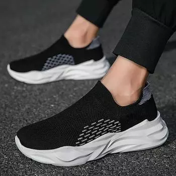 Летние сетчатые ленивые носки с одной педалью большого размера с высоким берцем, повседневная спортивная мужская обувь 36