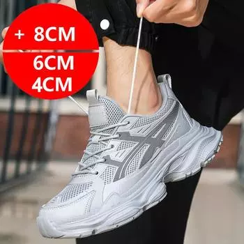 Летние сетчатые мужские кроссовки, увеличивающие рост, дышащая спортивная обувь для мужчин, толстая подошва 8 см, 6 см, повседневная обувь для мужчин 37