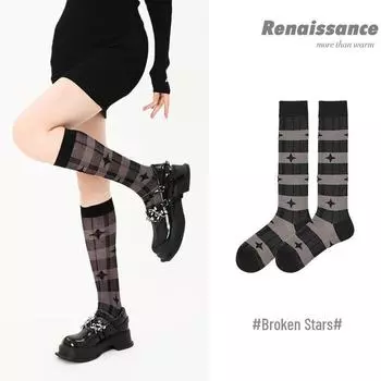 Летние сетчатые носки длиной до колена из хлопка Renaissance Star Stripe для женщин One size (size 35-39); Model R8160