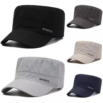 Летние сетчатые солнцезащитные кепки Быстросохнущие военные кепки для мужчин Дышащие кепки с козырьком Открытый солнцезащитный козырек от солнца Кепка для тренировок Кепка с плоским верхом Защитная шляпа от солнца 1pc чёрный