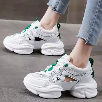 Летние сетчатые спортивные сандалии с толстой подошвой для женщин 34 зелёный