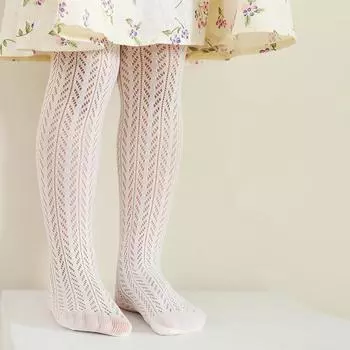 Летние сетчатые тонкие детские колготки для девочек от 3 до 12 лет, однотонные колготки, модные мягкие колготки для маленьких девочек, хлопковые детские чулки, 2023 S слоновая кость