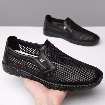 Летние сетчатые туфли мужские повседневные дышащие туфли с мягкой подошвой из ткани Old Beijing мужские сандалии обувь для пап среднего возраста удобные ленивые туфли 38