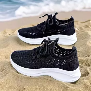 Летние сетчатые туфли, женские повседневные кроссовки с мягкой подошвой, нескользящие, дышащие 36 белый