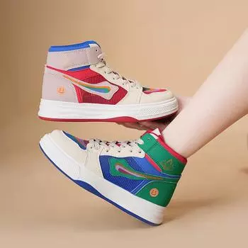 Летние сетчатые высокие туфли Mandarin Duck, подходящие по цвету, туфли для досок, полые, дышащие, радужные туфли, универсальные повседневные спортивные туфли с плоской подошвой 35