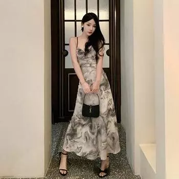 Летние сексуальные, уникальные, удивительные, сексуальные и темпераментные платья с тушью. Пляжные юбки, юбки на бретелях, модная женская одежда. XXL