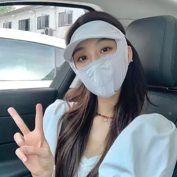 Летние шарфы для лица для женщин Защита от ультрафиолета Маска Джини для лица Маска для лица Ice Silk Mask Womne Солнцезащитные шляпы светло-серый