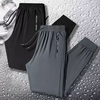 Летние шелковые брюки мужские модные повседневные быстросохнущие дышащие спортивные брюки 8XL комбинезон для рыбалки на открытом воздухе высокоэластичные брюки L