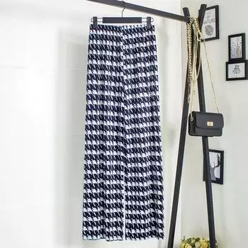 Летние шифоновые широкие брюки из ледяного шелка для женщин, повседневные эластичные модные свободные брюки с высокой талией, длинные плиссированные брюки