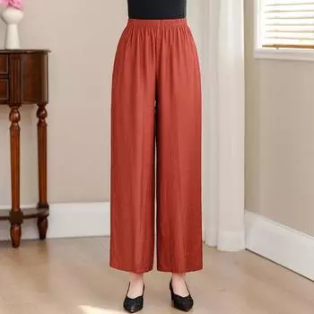 Летние широкие брюки с высокой талией, женские элегантные брюки большого размера с эластичной резинкой на талии, черные XL