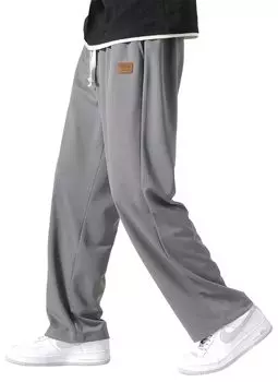 Летние Широкие Прохладные Прямые Свободные Большие Длинные Прохладные в Серый L [Drsshnx] Одежда, Брюки, Мужские брюки, Спортивные брюки, Мужские брюки, Брюки, Размер, Брюки, серый