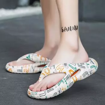 Летние шлепанцы большого размера с толстой подошвой, мужская верхняя одежда, модные пляжные сандалии с индивидуальным дизайном 39