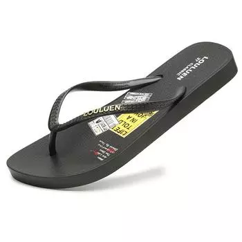 Летние шлепанцы для женщин, нескользящие пляжные тапочки на плоской подошве для женщин, повседневные сандалии для женщин, тапочки 36 чёрный