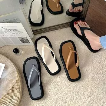 Летние шлепанцы для женщин. Тапочки. Нескользящие сандалии. Мягкая толстая подошва. Шлепанцы для дома и улицы. 36/37 чёрный