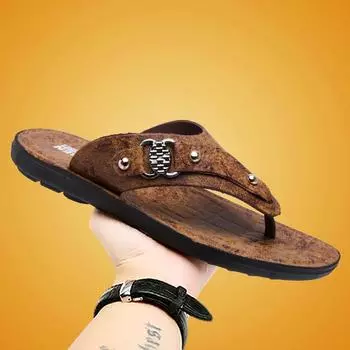 Летние шлепанцы, мужская обувь, уличная модная обувь из искусственной кожи на плоской подошве, пляжная праздничная обувь, размер 40-45 42