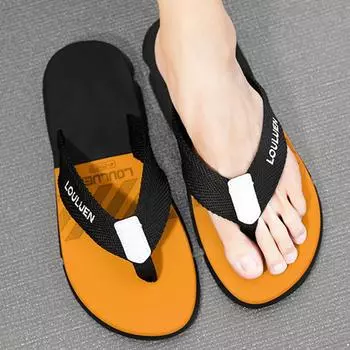 Летние шлепанцы на толстой подошве для мужчин, нескользящая и модная пляжная обувь для ношения на открытом воздухе 39 жёлтый