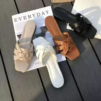 Летние шлепанцы с открытым носком на плоской подошве, повседневная обувь, сандалии для отдыха, женские пляжные шлепанцы, большой размер 43, женские тапочки 36 чёрный