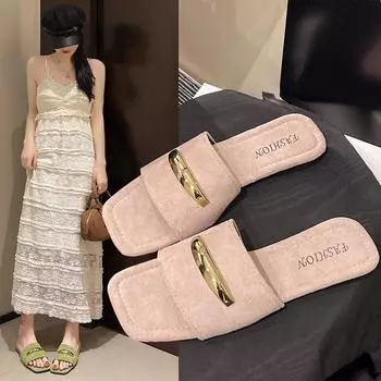 Летние шлепанцы, женская верхняя одежда с юбкой, нишевые тапочки в сетку с плоским дном, модные женские летние туфли, дышащие для жаркой погоды 35