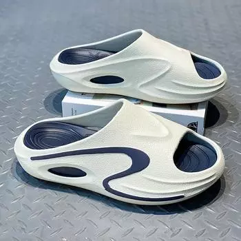 Летние шлёпанцы, подходящие по цвету, мужские лёгкие домашние пляжные сандалии с толстой подошвой, нескользящая верхняя одежда, тренд, одно слово, перетаскивание 39