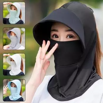 Летние шляпы из ледяного шелка для женщин, солнцезащитная шляпа с дышащим солнцезащитным кремом, уличный велосипед чёрный